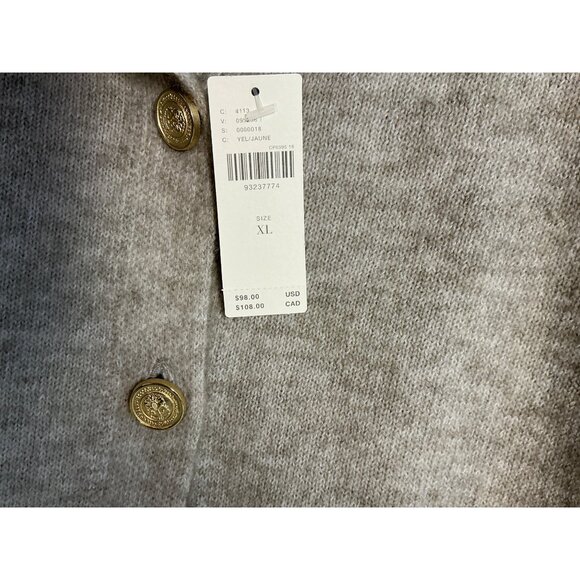 Anthropologie Maeve Short Sleeve Grey Cardigan‎ Gold Buttons  XL Preppy Academia - Picture 11 of 16